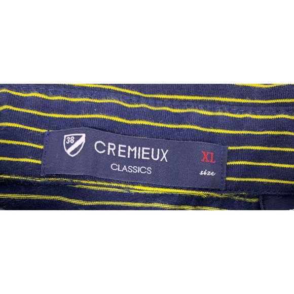 Cremieux XL Polo Shirt Navy Striped Yellow Classics Short Sleeve - Picture 5 of 5